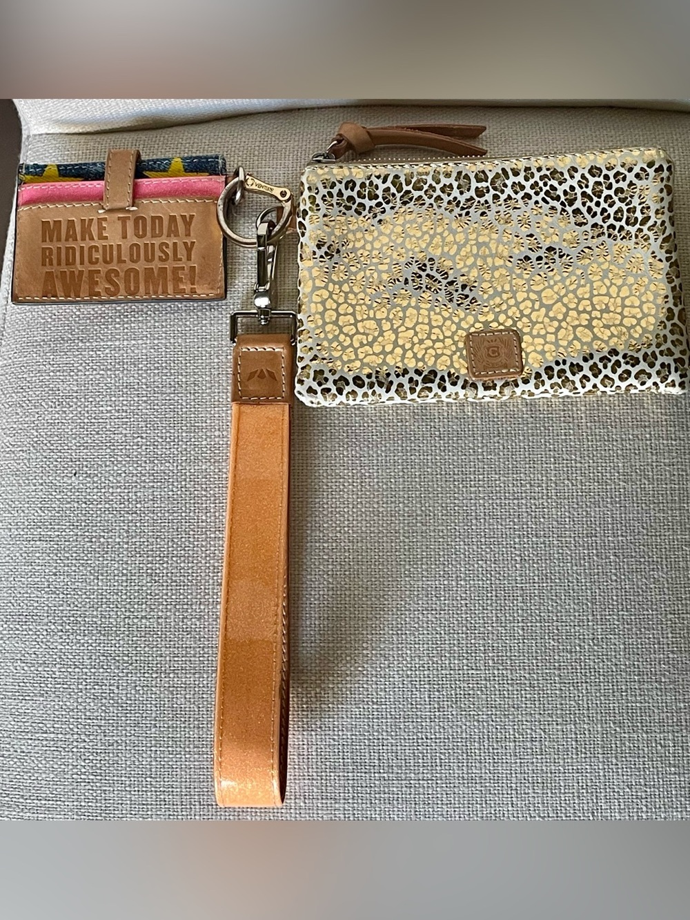 Consuela Combi Gold Animal Print Clutch Wristlet